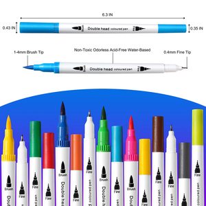 NOVISON Juego de 120 Rotuladores de Doble Punta, Pincel y Punta Fina, Marcadores de Fibra de Vidrio con Acuarela para Dibujo Infantil - Product Image 2