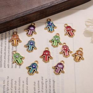 Colgante de Acero Inoxidable con Oro de 18K, Esmalte Colorido, <span class=keywords><strong>Mano</strong></span> de <span class=keywords><strong>Hamsa</strong></span>, <span class=keywords><strong>Mano</strong></span> de Fátima, Amuleto de Protección contra el Mal de Ojo, Talismán de Buena Suerte, Joyería - Product Image 5