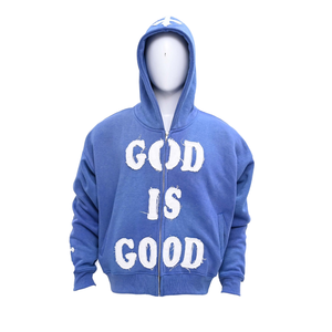 Sudadera con Capucha Extra Grande, Unisex, con Doble Cremallera, Ecológica, con Apliques Bordados de Parches Desgastados, Estilo Vintage, Económica - Product Image 2