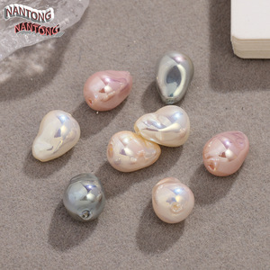 ไข่มุกเทียมทรงหยดน้ำแบบไม่สมมาตรจากหนานทง สีขาวอมชมพู สีเงิน สีเทา ไข่มุกแก้วแบบหลวมสำหรับทำเครื่องประดับ - Product Image 4