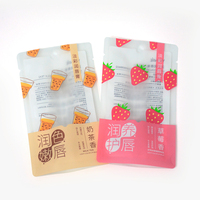 Pochette transparente laminée autoportante avec encoche de déchirement et thermoscellable pour emballage cosmétique de rouge à lèvres