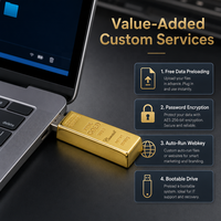 Clé USB personnalisée en forme de barre d'or, clé USB en métal pour les cadeaux bancaires et financiers, 8 Go/16 Go/32 Go/64 Go/128 Go