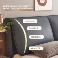 Lit rembourré en similicuir moderne avec tête de lit oreilles d'éléphant, cadre plateforme souple, mobilier de chambre King Queen