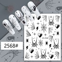 Stiker Kuku Halloween TSZS Perekat Sendiri Motif Kartun Tengkorak Labu Jaring Laba-laba Hati Gothic Dekorasi Manikur DIY