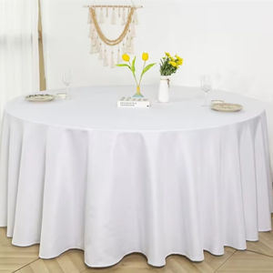 Nappe de table en polyester tissé blanc, de qualité supérieure, lavable, personnalisable, pour mariage, luxe, banquets d'hôtel cinq étoiles, galas - Product Image 1