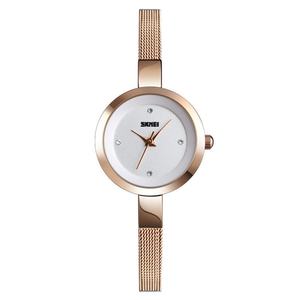 Montre-bracelet à quartz ultra-fine pour femme Skmei avec cadran or rose, bracelet en acier inoxydable, style décontracté, étanche, pour le travail - Product Image 1