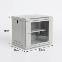 Kabinet Jaringan Dinding VBS 9U 19 Inch Flat Pack KD, Enclosure IT Kecil dengan Kaca Tempered untuk Hub Data Keamanan