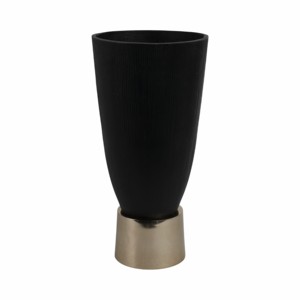 Vaso Decorativo Moderno Nero con Design Scanalato, Base in Metallo, Misura Piccola per Soggiorno, Bagno, Cucina, Bancone, Arredamento Casa - Product Image 4
