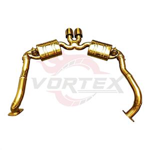 Échappement arrière à soupapes Vortex Gold en acier inoxydable pour Porsche Boxster Cayman 981 2.7 3.4 avec kit de doubles sorties d'échappement dorées centrales - Product Image 5