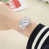 Montre pour étudiants de couleur bonbon, boîtier en alliage de zinc écologique, cadran de 32 mm, bracelet en plastique transparent, logo personnalisé, montres pour étudiants