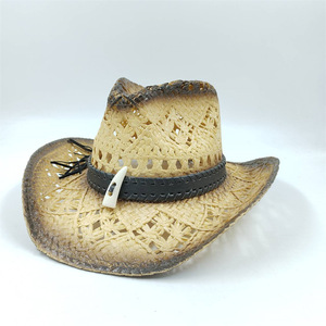 Thời Trang Mới Phụ Nữ Người Đàn Ông Unisex Giấy Chất Lượng Rơm Cowgirl Thông Gió Mũ Bãi Biển UPF 50 + UV Bảo Vệ Mặt Trời Mũ Số Lượng Lớn Mũ Cao Bồi - Product Image 4