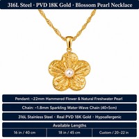 Vente en gros, prêt à expédier, bijoux en acier inoxydable plaqué or 18 carats, bijoux imperméables, collier avec pendentif fleur pour femmes