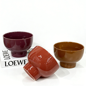 Nouveauté 2026 : Pots de fleurs en céramique à pieds en forme de bol, coloris rouge/vert/bordeaux/marron, vente directe usine, pour plantes succulentes d'intérieur et décoration maison - Product Image 4