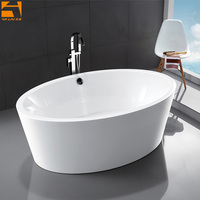 Baignoire ovale autoportante en acrylique moderne UPC KF-728 blanche pour 2 personnes, style européen, baignoire à immersion de 67 pouces, vente directe d'usine en gros