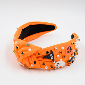 Fasce per capelli annodate con ciondoli fantasma e zucca di Halloween, cerchietti multicolori, accessori per capelli per le festività - Product Image 3