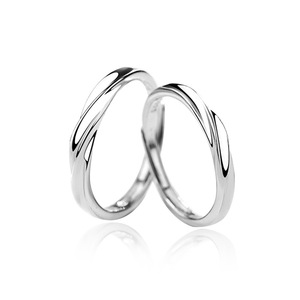 Vente chaude Ondulation S925 Bijoux En Argent Sterling Bague De Couple Réglable Pour Amoureux - Product Image 4