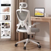 Chaise de bureau exécutive moderne à cadre blanc en maille, réglage lombaire, design ergonomique, accoudoirs réglables, fonction pivotante, pour bureau à domicile