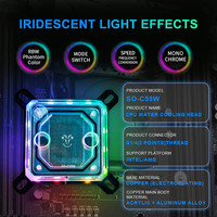 Bloc CPU/GPU refroidi par eau Socooler SO-C55W-INTEL, usiné CNC, effets lumineux en acrylique pour boîtiers d'ordinateur PC