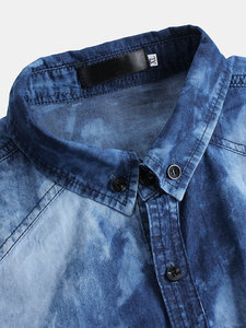 Bangladesh usine hommes décontracté mode marque chemise 100% coton cravate-teinture jean Denim à manches longues grande taille concepteur cravate-teinture - Product Image 3