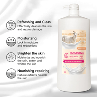 Gel Douche au Lait de Chèvre Biologique en Gros Nourrissant Doux Lisse Rafraîchissant Nettoyant Doux Éclaircissant Gel Douche Soie