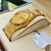 Jam Tangan Pria Fashion Gold PRX T137 Gerakan ETA Logo Dapat Disesuaikan Kalender Tahan Air Jam Tangan Kuarsa Baja Tahan Karat Relojes
