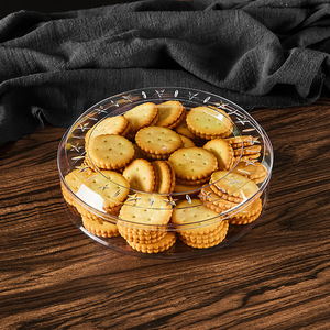 Boîte de rangement ronde en plastique transparent avec couvercle à motif étoile, conteneur empilable transparent pour biscuits, bonbons - Product Image 3