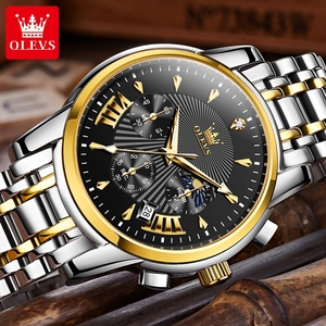 OLEVS 2892 <span class=keywords><strong>Montre</strong></span>-bracelet de luxe en acier inoxydable doré avec calendrier pour hommes <span class=keywords><strong>Montre</strong></span> à mouvement à quartz avec bracelet en acier - Product Image 4