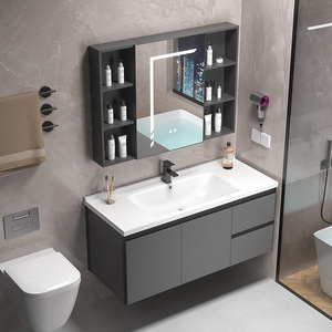 Beyond Honeycomb Aluminum Vanity Grey One Piece Ceramic Basin - Product Image 2