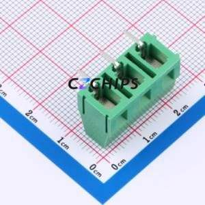 MX128R-7.5-03P-GN01-Cu-Y-A Screw Terminal Block Through hole Component THT,P=7.5mm Connector 1x3P 7.5mm Green Right Angle Insert - Product Image 2