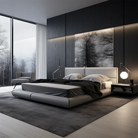 Armoire moderne simple à rainures cintrées avec motif, design dissimulé intégré, armoire sur pied sur mesure pour chambre à coucher