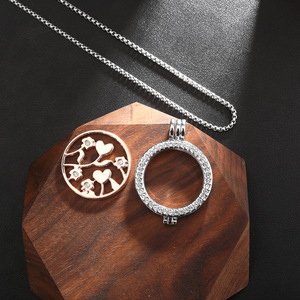 Collier en acier inoxydable avec motif cœur et fleur, serti pavé, pour femme, idéal comme cadeau - Product Image 4