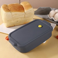 Lebensmittelechte quadratische Silikon-Brotbackform mit Klappdeckel, antihaftbeschichtet, für Ofen und Mikrowelle, für selbstgebackenes Brot und Fleischkuchen, einfach in der Anwendung