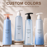 Flacon de lotion en plastique PET transparent avec pompe, forme cylindrique, personnalisable avec logo, pour cosmétiques, shampooing, huiles essentielles