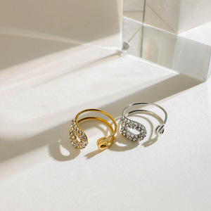 Elegant Geometric Zircon <b>Ring</b> <b>Open</b> Band Pave Setting Unisex Party Jewelry Gold Silver Tone - Product Image 4