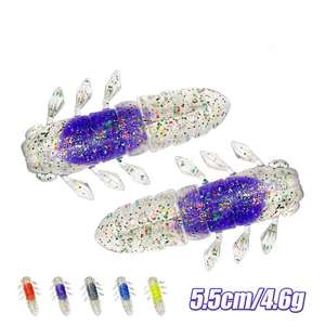 Kit de leurres souples en silicone de haute qualité, 5,5 cm, 4,6 g, effet cigale, coulants, pour la pêche en eau douce et salée, pour achigan, <span class=keywords><strong>brochet</strong></span>, poisson-chat, matériel de pêche hivernal - Product Image 2