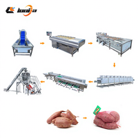 Sus 304 Fruit- en groentewas-, droog-, sorteer- en verpakkingslijn met gaaszakken, capaciteit 1000-5000 kg/uur