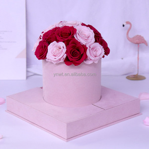large size everlasting flower box arrangement customized logo preserved roses in hat flower box for valentines day gifts