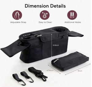 Organizador universal multifuncional para carriola con portavasos aislante, bolsa para teléfono desmontable y correa para el hombro (muestra gratuita) - Product Image 2