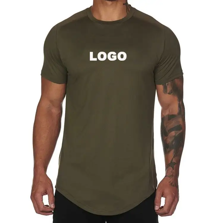 Custom Blank Camiseta Fitted Polyester Shirts Quick Dry Crewneck Running Fitness T-Shirt Workout Athletic Gym Sport Mens T Shirt