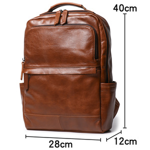 European and American Retro Style Men's Travel <b>Backpack</b> Large Capacity Women's Genuine Cowhide <b>Leather</b> <b>Laptop</b> <b>Backpack</b> - Product Image 4
