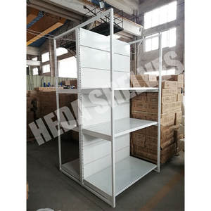 Customized White Color 7 Layers Single Sided 4 Upright Supermarket Shelves <span class=keywords><strong>Metal</strong></span> Island  Gondola <span class=keywords><strong>Shelving</strong></span> Design With Door - Product Image 5