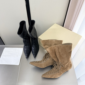 Original Craft Plain Upper Almond Toe Mid Heel <strong>Ankle</strong> <strong>Boots</strong> Fashion <strong>Italian</strong> Style <strong>Women</strong> Daily <strong>Boots</strong> - Product Image 1