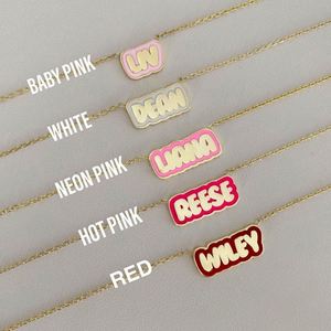 <b>Custom</b> <b>Names</b> Stainless Steel 18K Vermeil Gold Vacuum Plated Enamel <b>Name</b> Purple Pendant <b>Custom</b> Color Enamel <b>Necklace</b> - Product Image 1