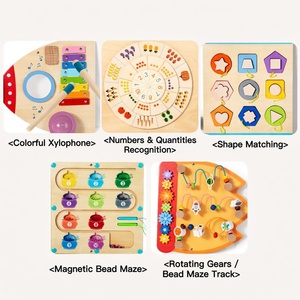 Centre d'activités murales en bois pour enfants, jeu éducatif <span class=keywords><strong>Montessori</strong></span>, entraînement sensoriel, jouet fusée train - Product Image 2