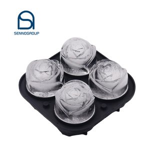 Wholesale Easy Release <strong>Rose</strong> Ice Mold 4 Cavity Whiskey Silicone <strong>Rose</strong> Ice Ball Maker Mold Ice Cube Tray with Lid - Product Image 1