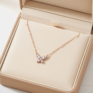 Collar con Colgante de Mariposa de Joyería Fina Más Popular, Oro Rosa Sólido de 18K, Colgante de Diamante Natural Real, Regalo de Cumpleaños para Mujer - Product Image 5