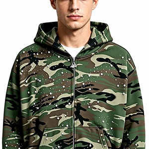 Sudadera con Capucha Oversize Personalizada de 330 g/m² con Cremallera Frontal y Lavado Ácido para Hombre, Ecológica, con Estampado Camuflaje, Multitalla, con Pedrería de Perlas - Product Image 6