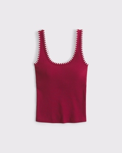 เสื้อแคมิท็อปถักลายริบ คอเหลี่ยม แต่งขอบตัดสี สำหรับผู้หญิง สไตล์ลำลอง ลดราคาพิเศษประจำฤดูร้อนปี 2026 จาก LEDUO - Product Image 3