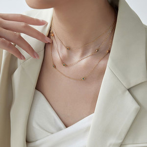 Collar Doble de Acero Inoxidable con Logotipo Personalizado, Resistente al Deslustre, Impermeable, Chapado en Oro de 18k, para Mujer - Product Image 4