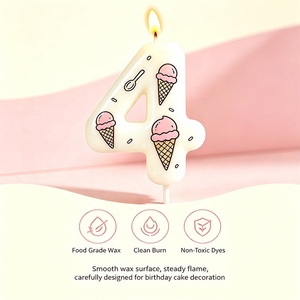 Velas de Cumpleaños Digitales Erri Wish 0-9 con Diseño de Cono de Helado Rosa, Cera No Tóxica, Hechas a Mano, Velas Numéricas para Pastel, Año Nuevo, Bares <span class=keywords><strong>y</strong></span> Fiestas - Product Image 6
